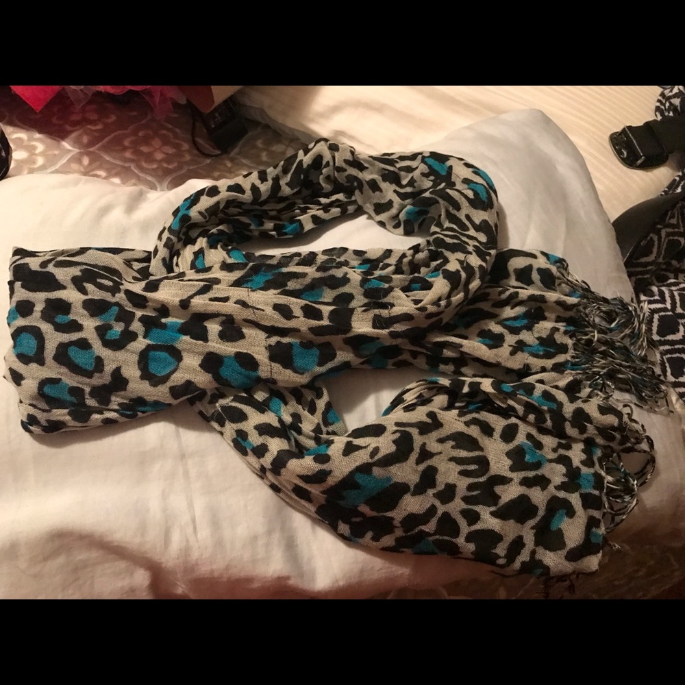 Blue and black cheetah scarf